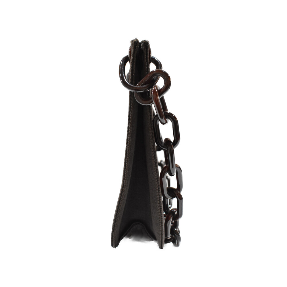 PRADA Chain Shoulder Bag Dark Brown Black - Picture 2 of 7